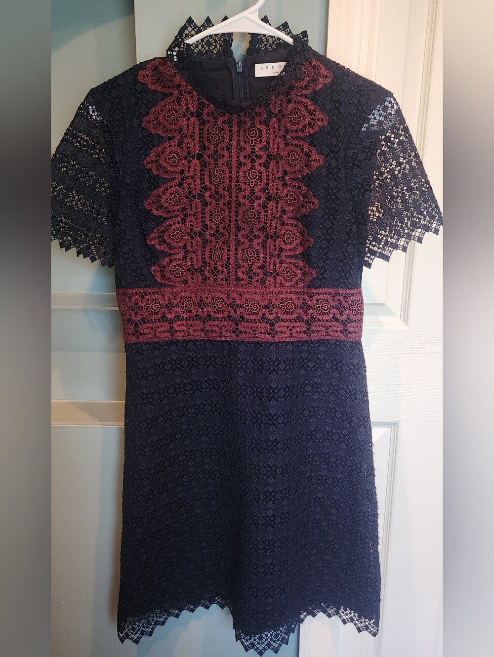 Sandro Paris Crochet Lace Midi Dress Size 3